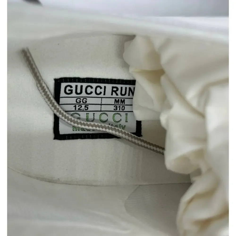 Men's Gucci run white/gray/black sneakers size 12.5 made in Italy